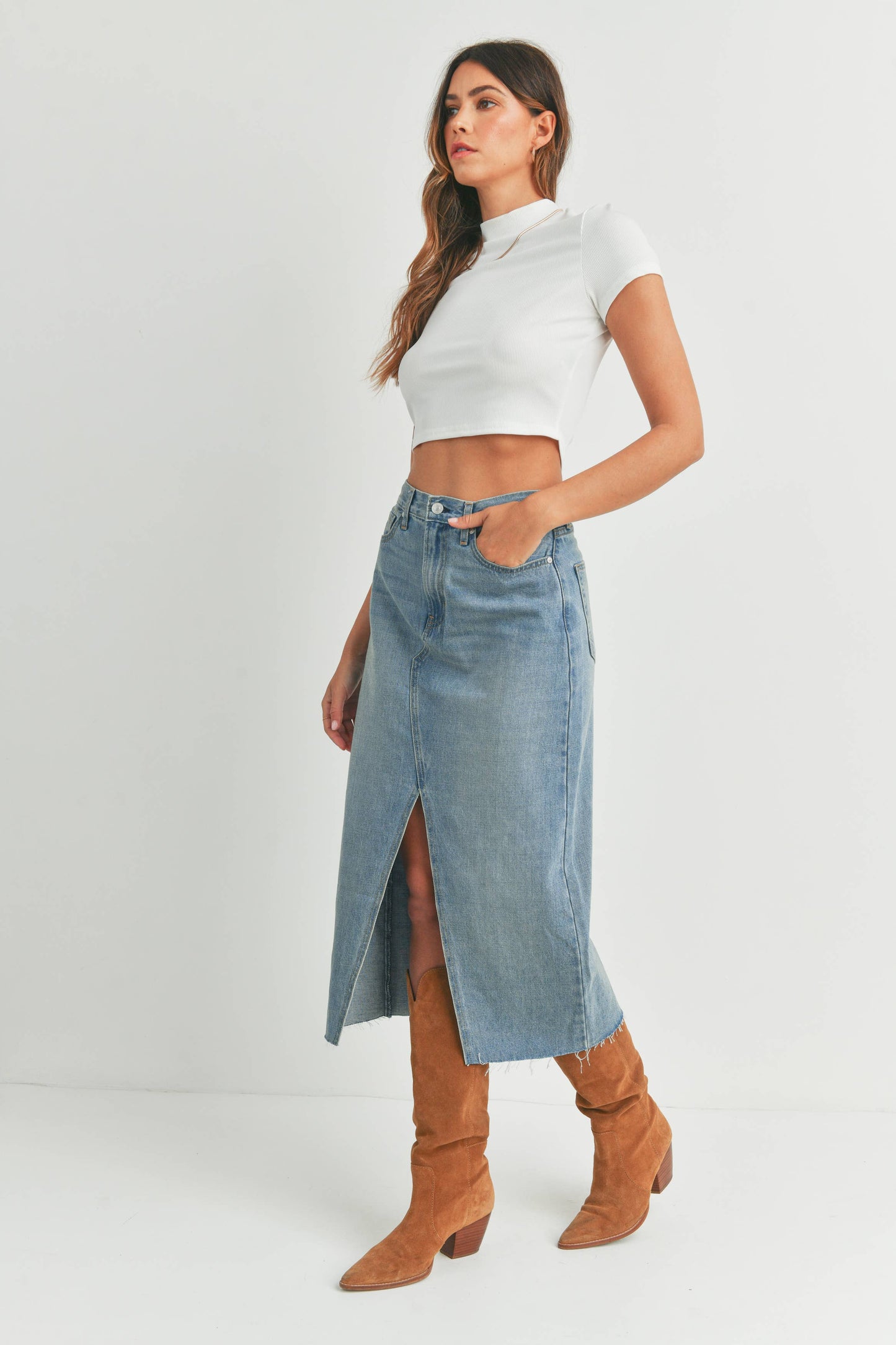 Bobbie Open Slit Midi Skirt