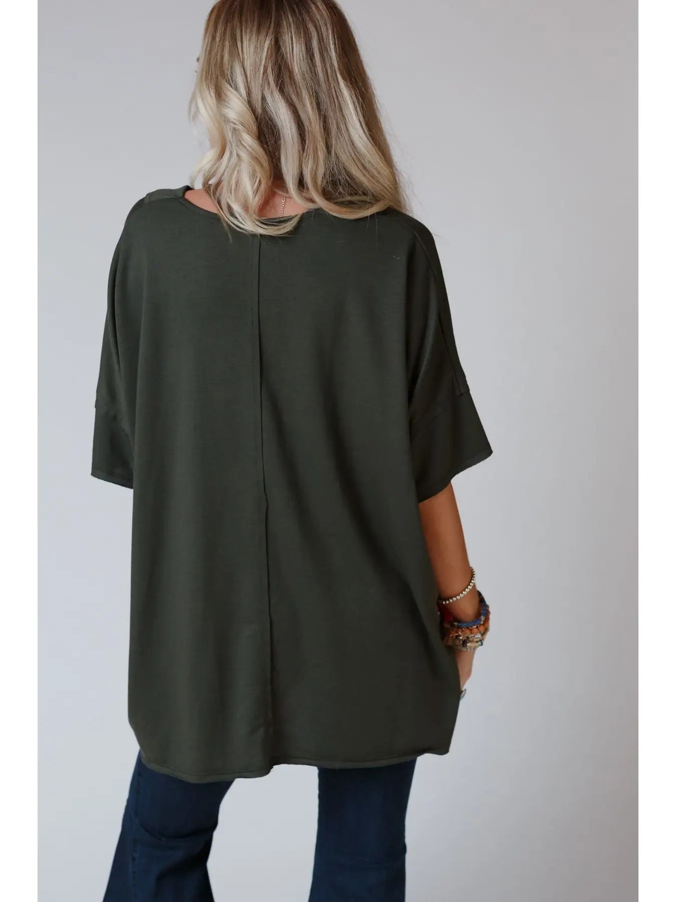 On The Go V Neck Essential Tee - Olive