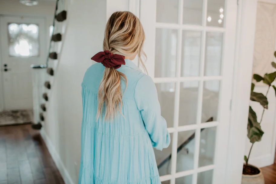 Burgundy Bow Scrunchie