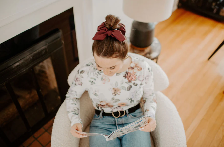 Burgundy Bow Scrunchie