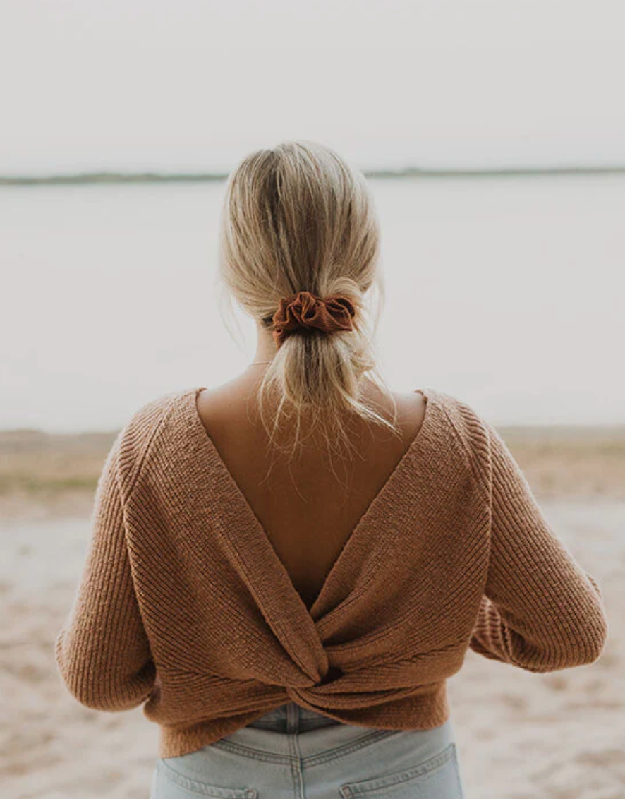 Pecan Rib Knit Scrunchie