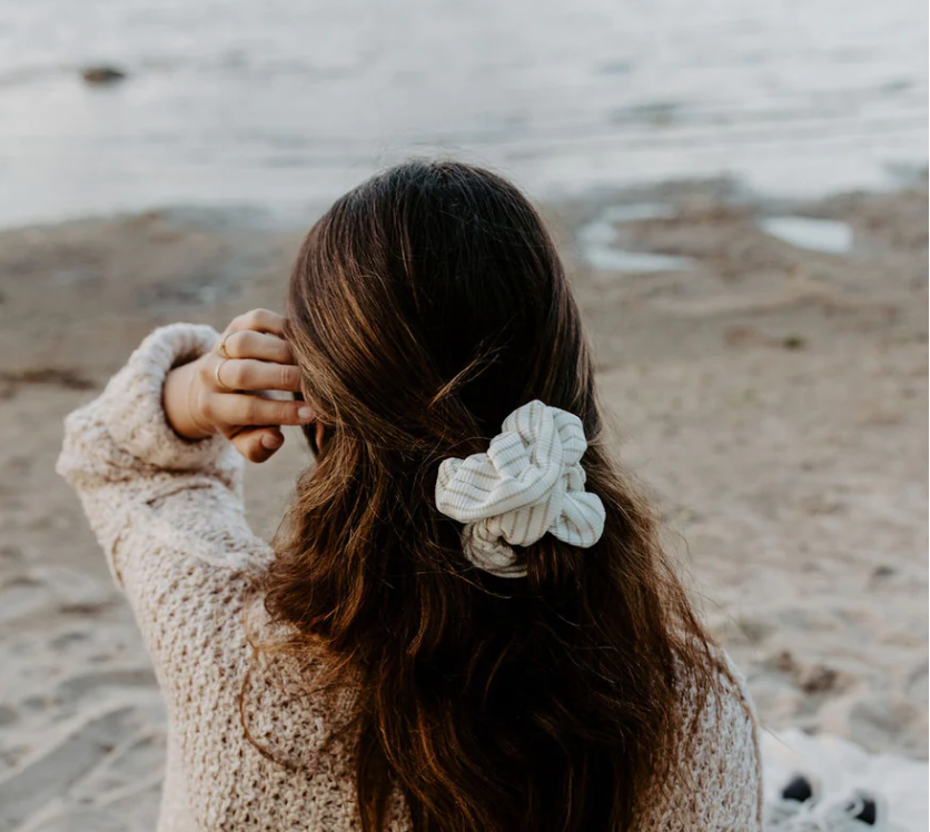 Beige Waffle Stripe Scrunchie