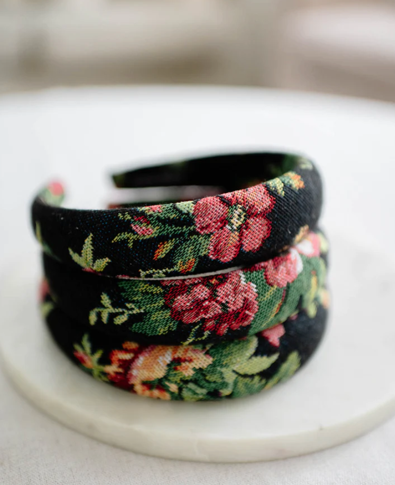 Black Vintage Garden Headband