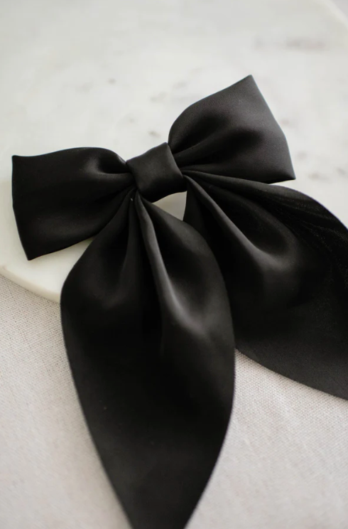 Black Matte Satin Bow