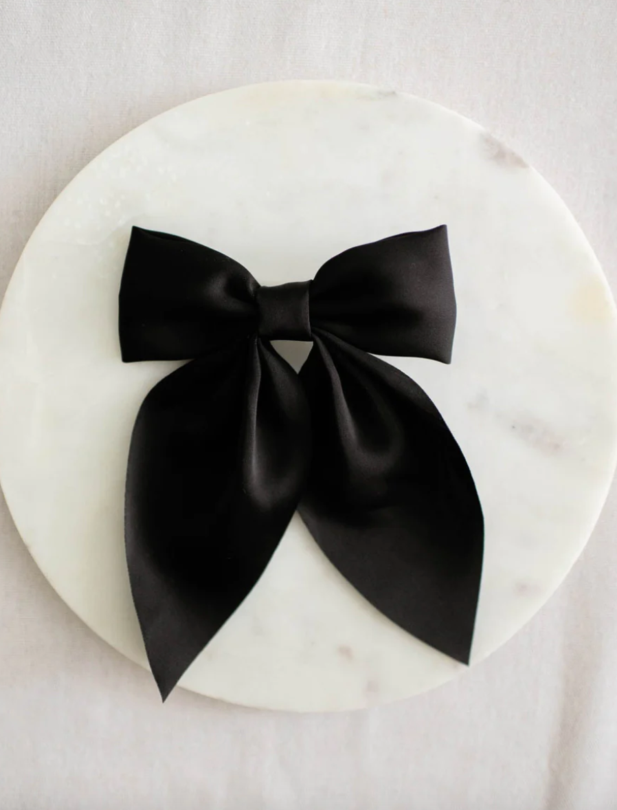 Black Matte Satin Bow