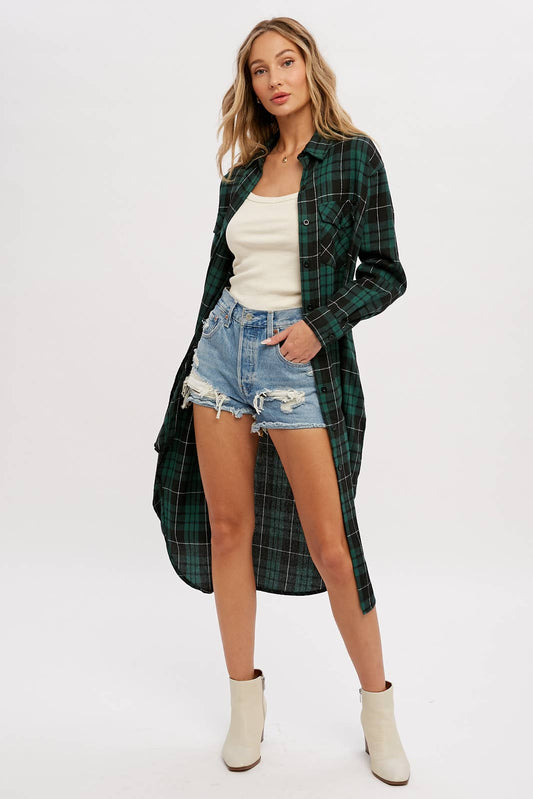 Jolene Plaid Longline Shacket