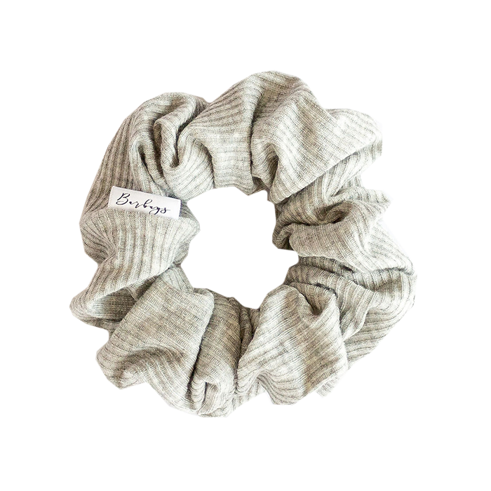 Soft Grey Rib Knit Scrunchie