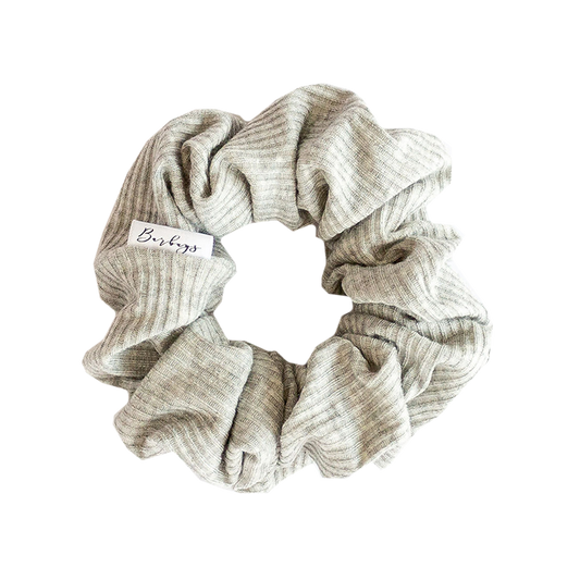 Soft Grey Rib Knit Scrunchie