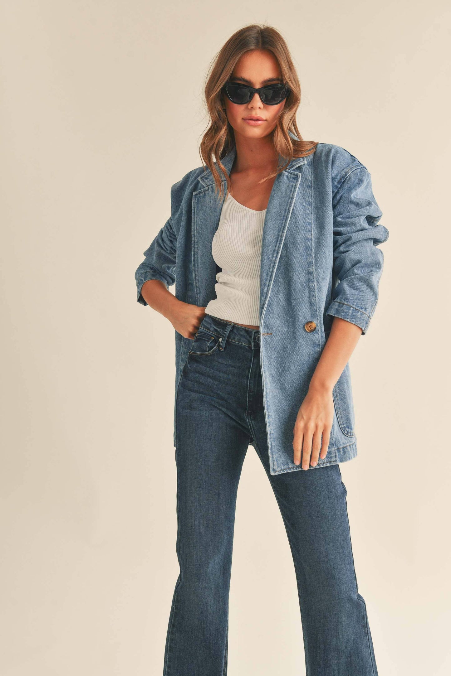 Leah Denim Oversize Blazer