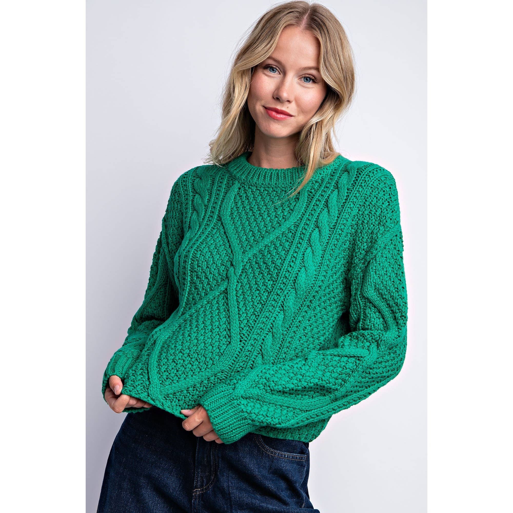 Green best sale knit sweater